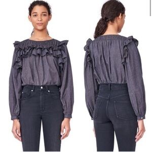 Rebecca‎ Taylor La Vie Lurex Gauze Ruffle Shirt